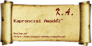 Kapronczai Amadé névjegykártya