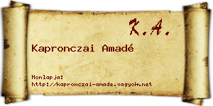 Kapronczai Amadé névjegykártya